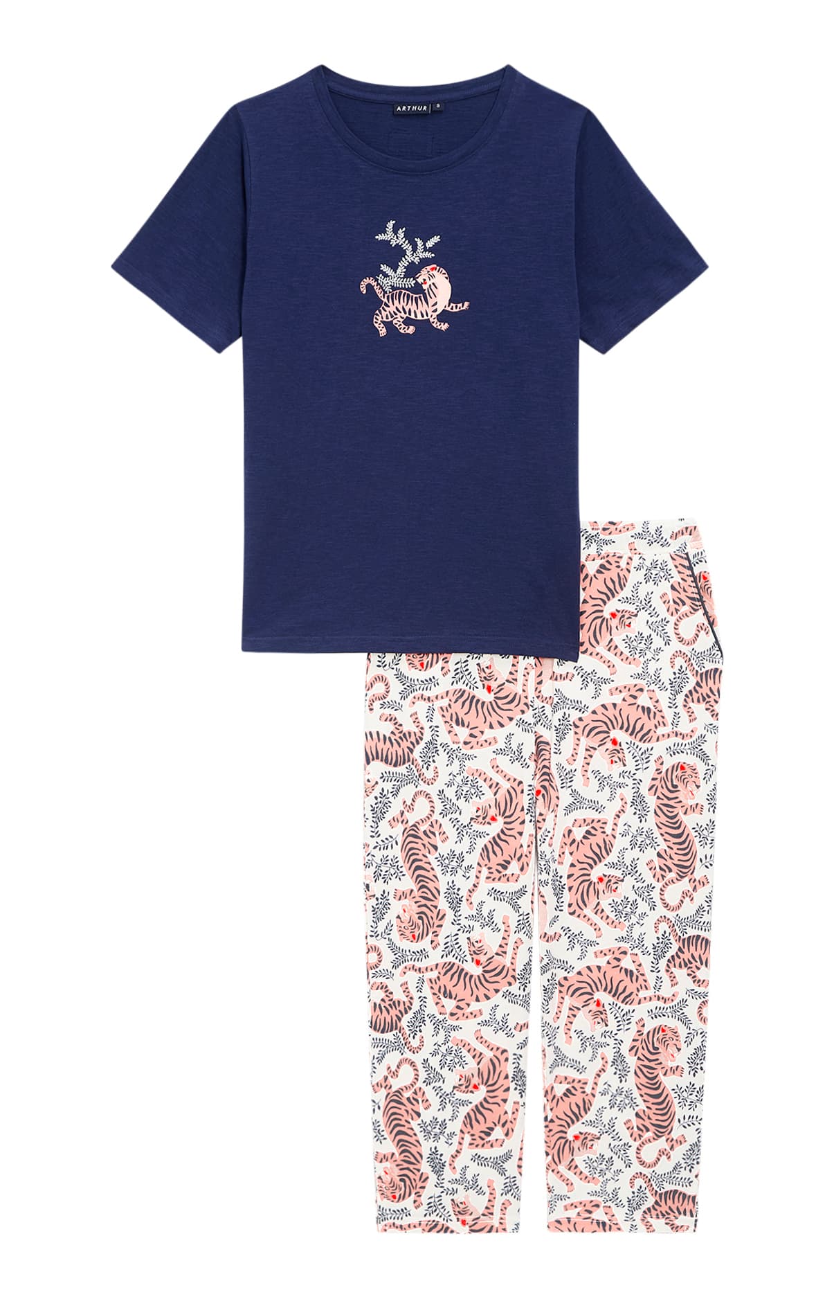 arthur-bob-tigre-pyjama-corsaire-coton-bio-blanc image 3