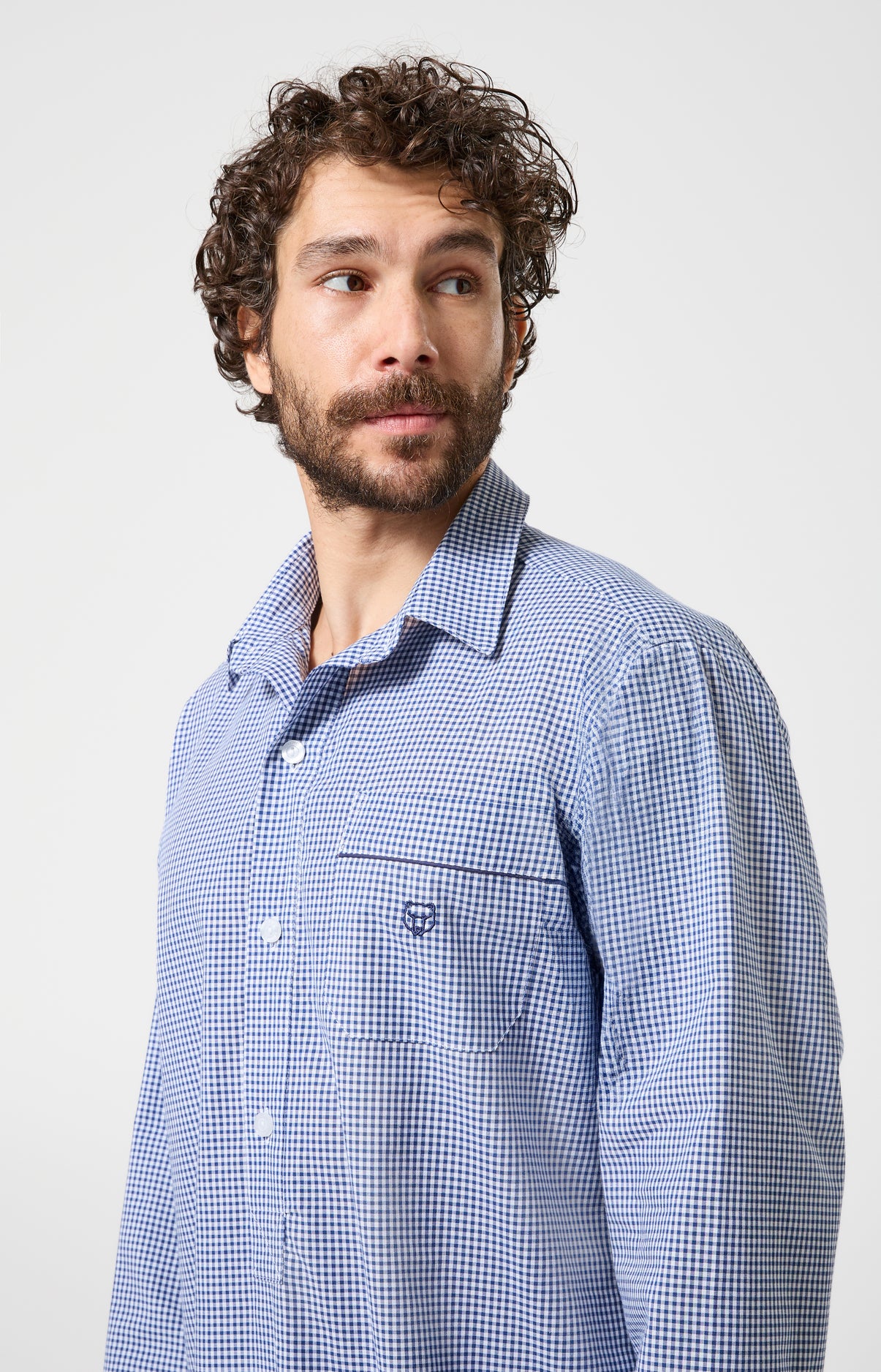 arthur-bob-vichy-chemise-de-nuit-marine-coton-bio image 2