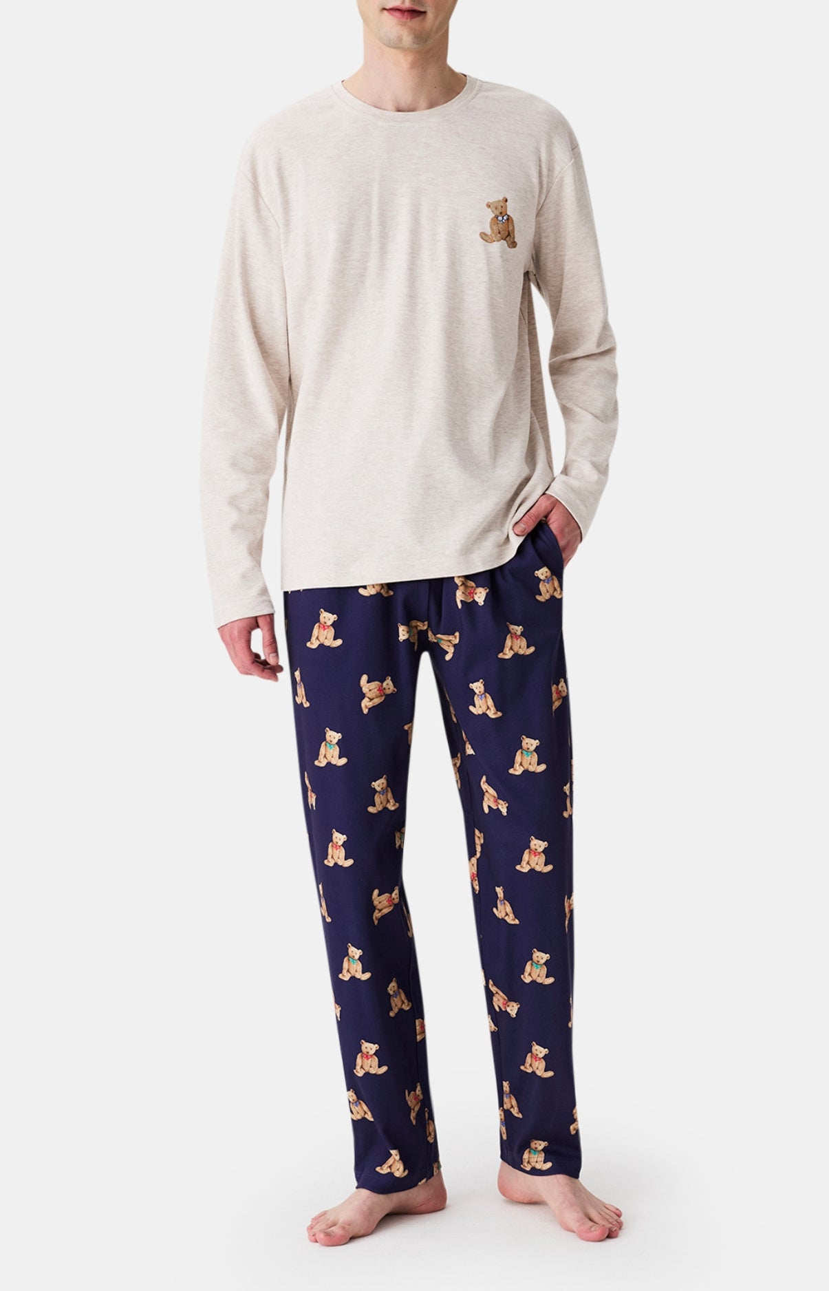 arthur-bob-old-teddy-pyjama-homme-marine-coton-bio-chaud image 1