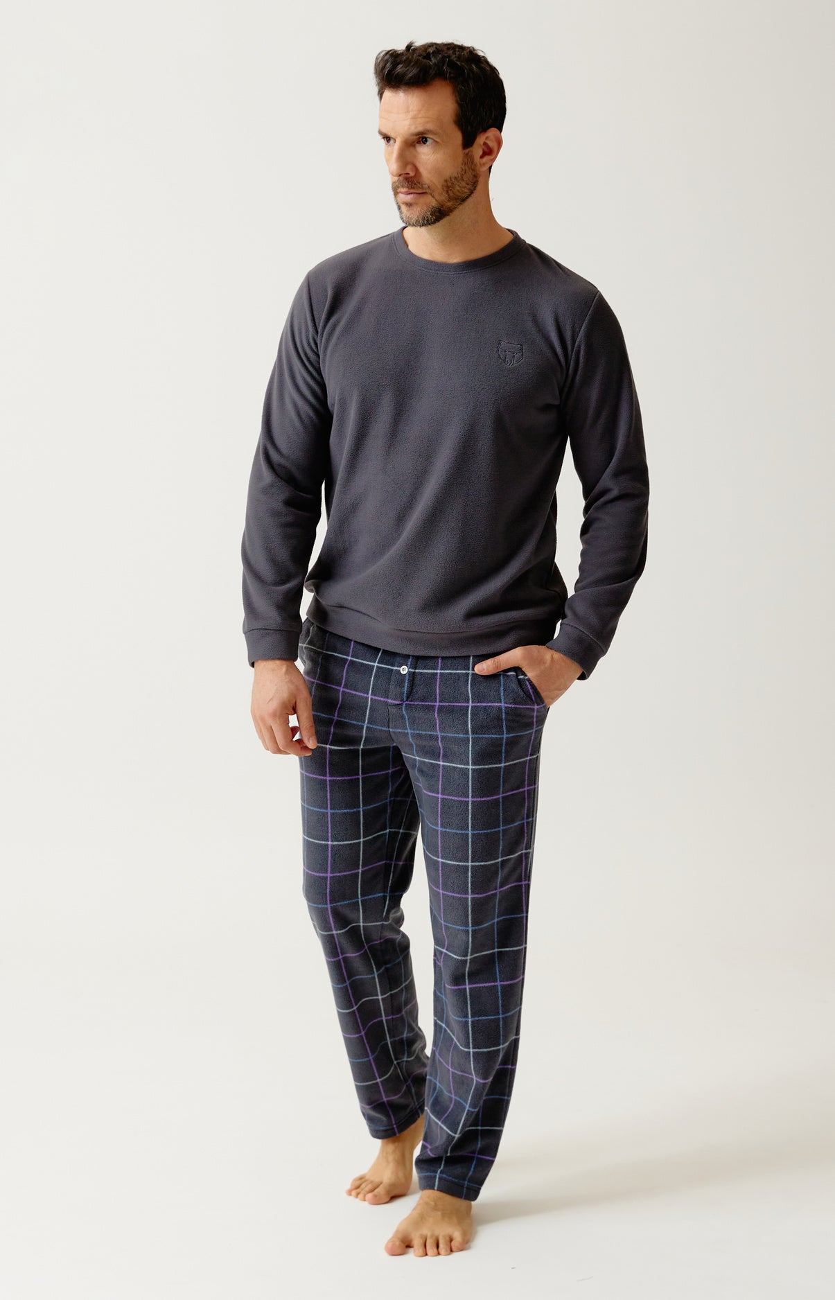 arthur-bob-carol-pyjama-polaire-homme-ebony-carreaux image 1