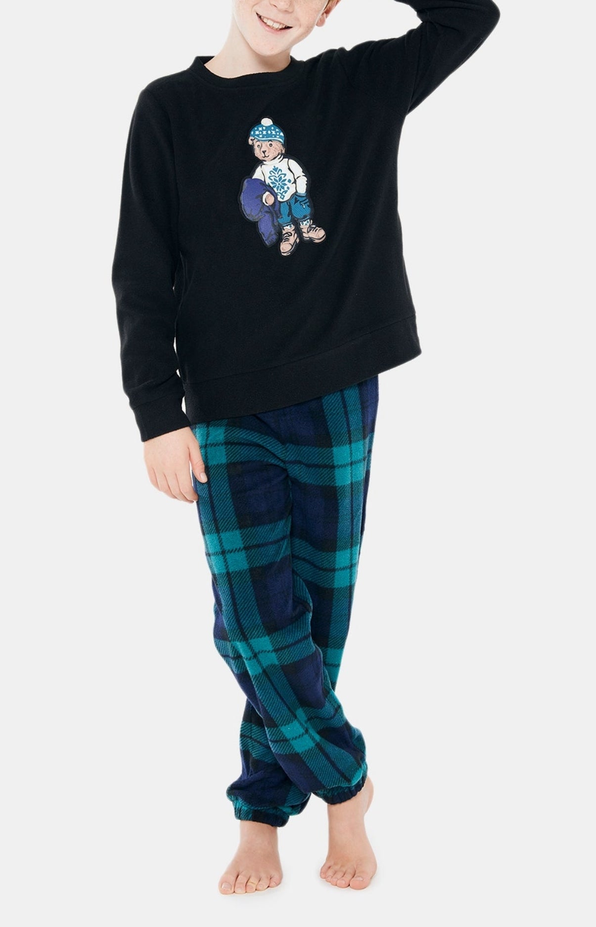 arthur-bill-pyjama-enfant-polaire-vert-carreaux image 2