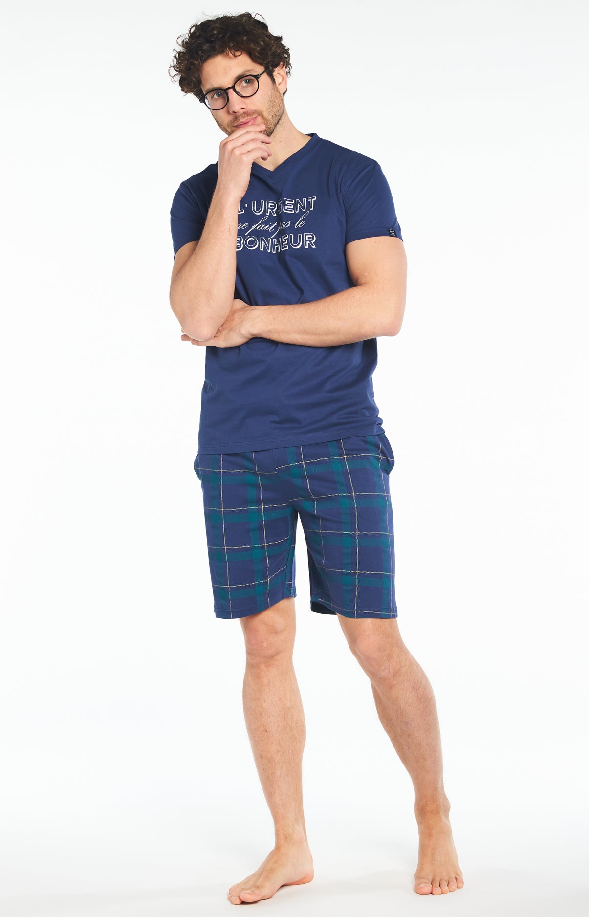 arthur-bob-urgent-pyjashort-homme-marine-coton-bio image 1