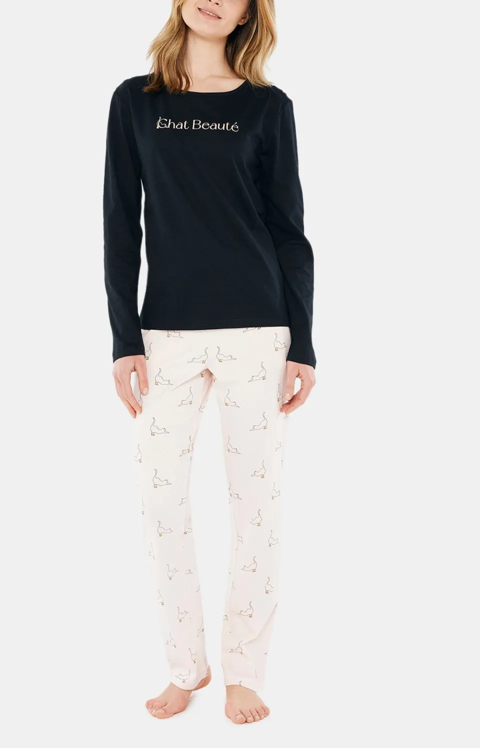 arthur-bob-chat-beaut-pyjama-femme-poudre-coton image 1