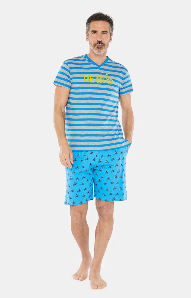arthur-bob-re-cycles-pyjashort-homme-bleu-coton image 1