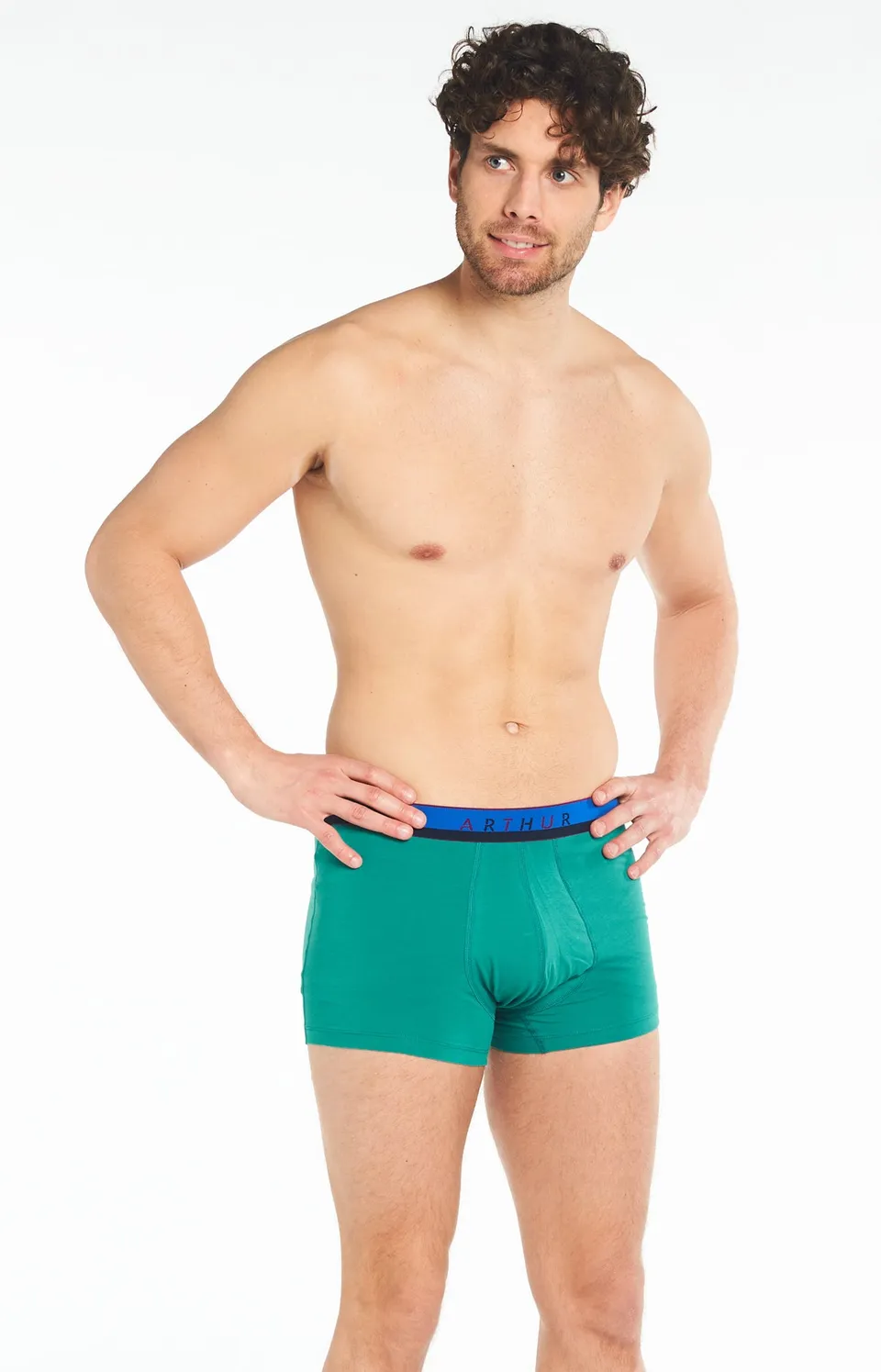 arthur-bob-boxer-homme-vert-coton-bio-uni image 1