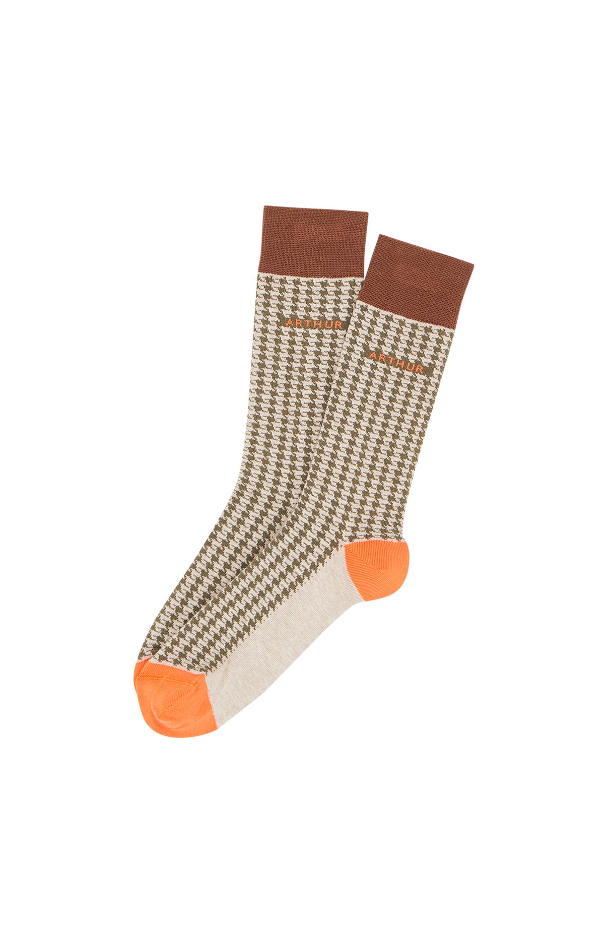 arthur-bob-pied-de-poule-chaussettes-beige-coton-bio image 1
