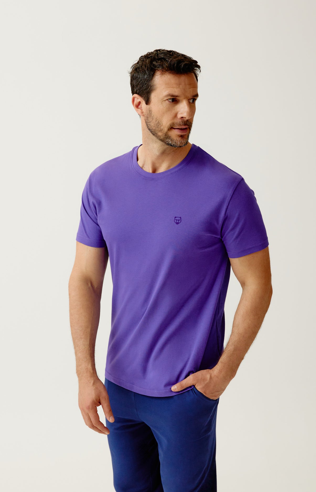 arthur-bob-tee-shirt-violet-haut-pyjama-coton-bio-homme image 1