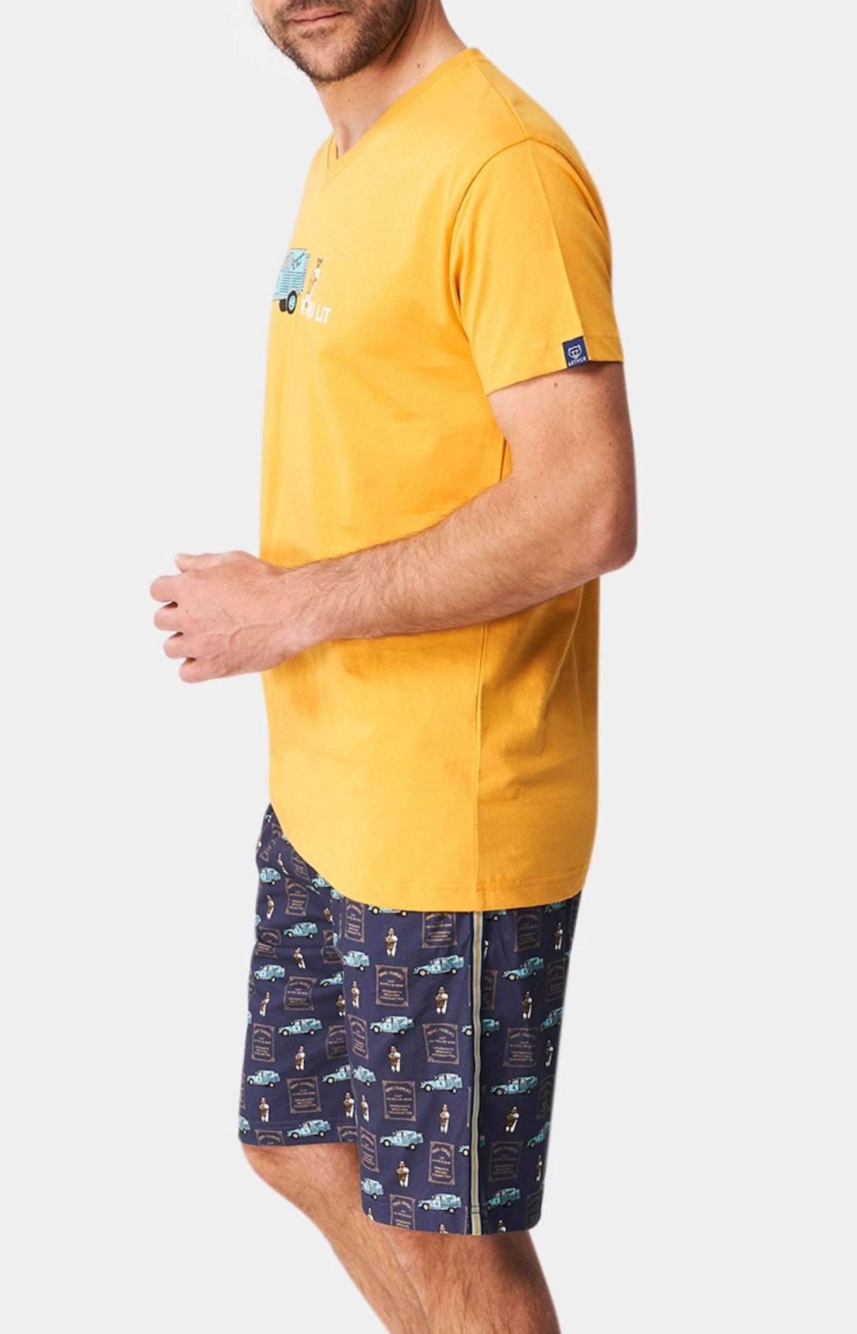 arthur-bob-pain-au-lit-pyjashort-homme-marine-coton-bio image 4