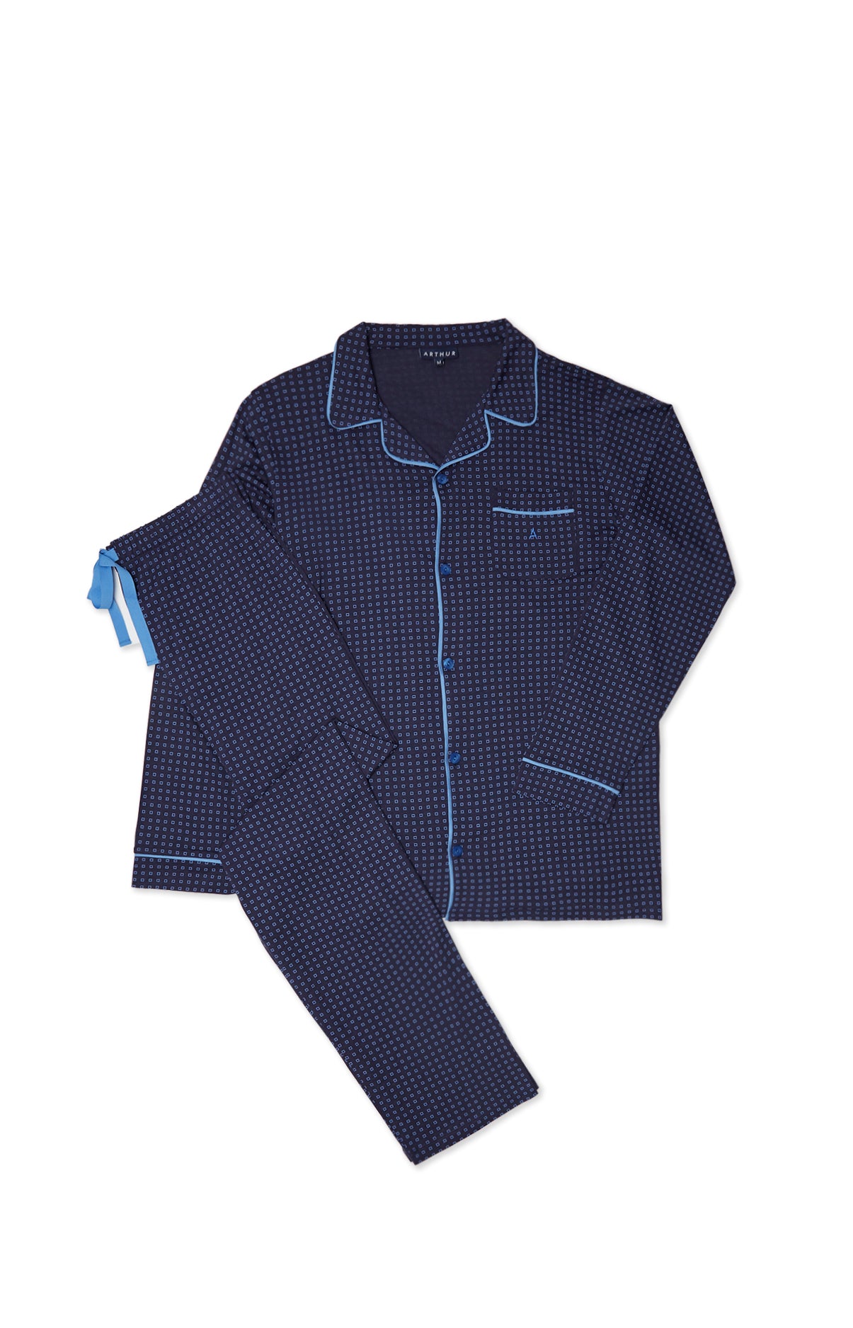 arthur-bob-pyjama-long-carreaux-marine-coton-homme image 3