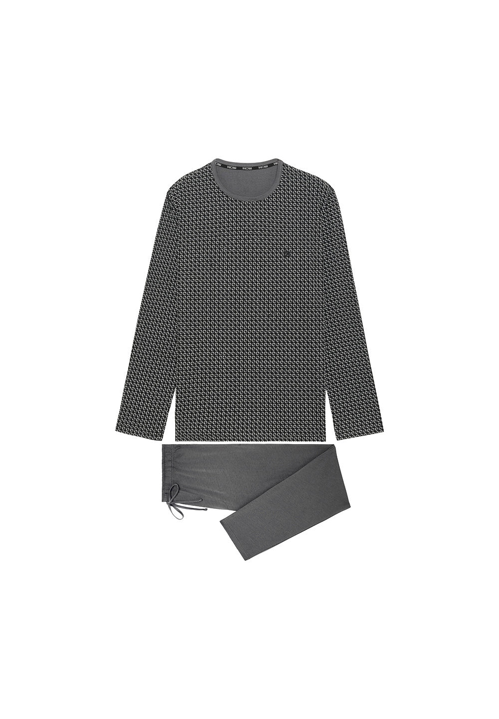 hom-waldorf-pyjama-long-homme-coton-gris-imprim image 1