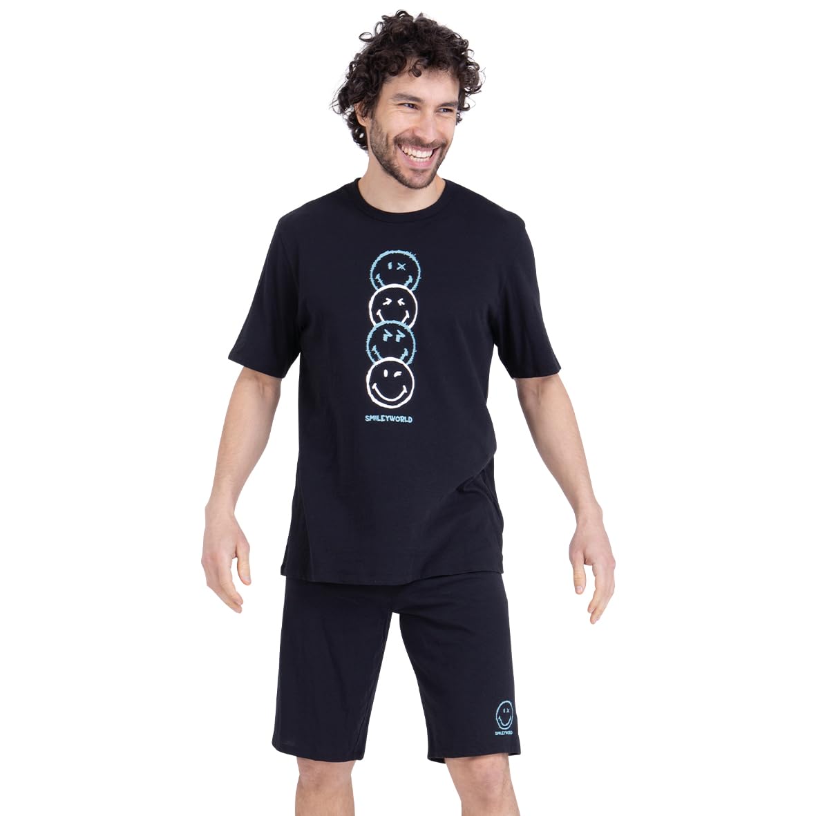 athena-graphic-pyjama-court-homme-smileyworld-taille-l-coton image 2
