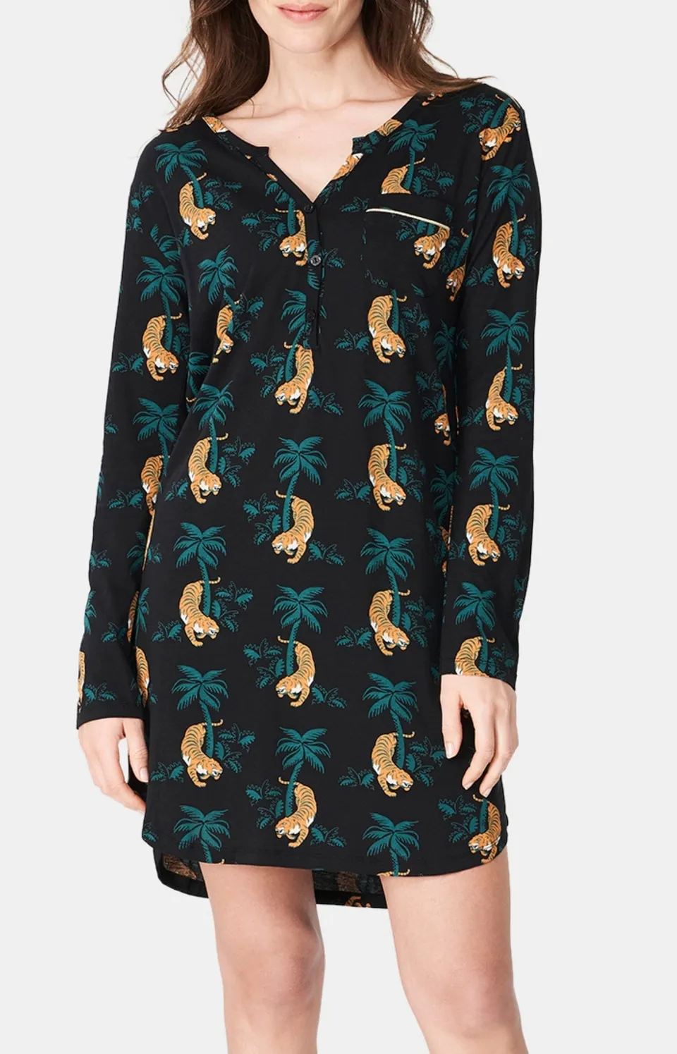 arthur-bob-liquette-tigre-chemise-de-nuit-noir-coton image 1