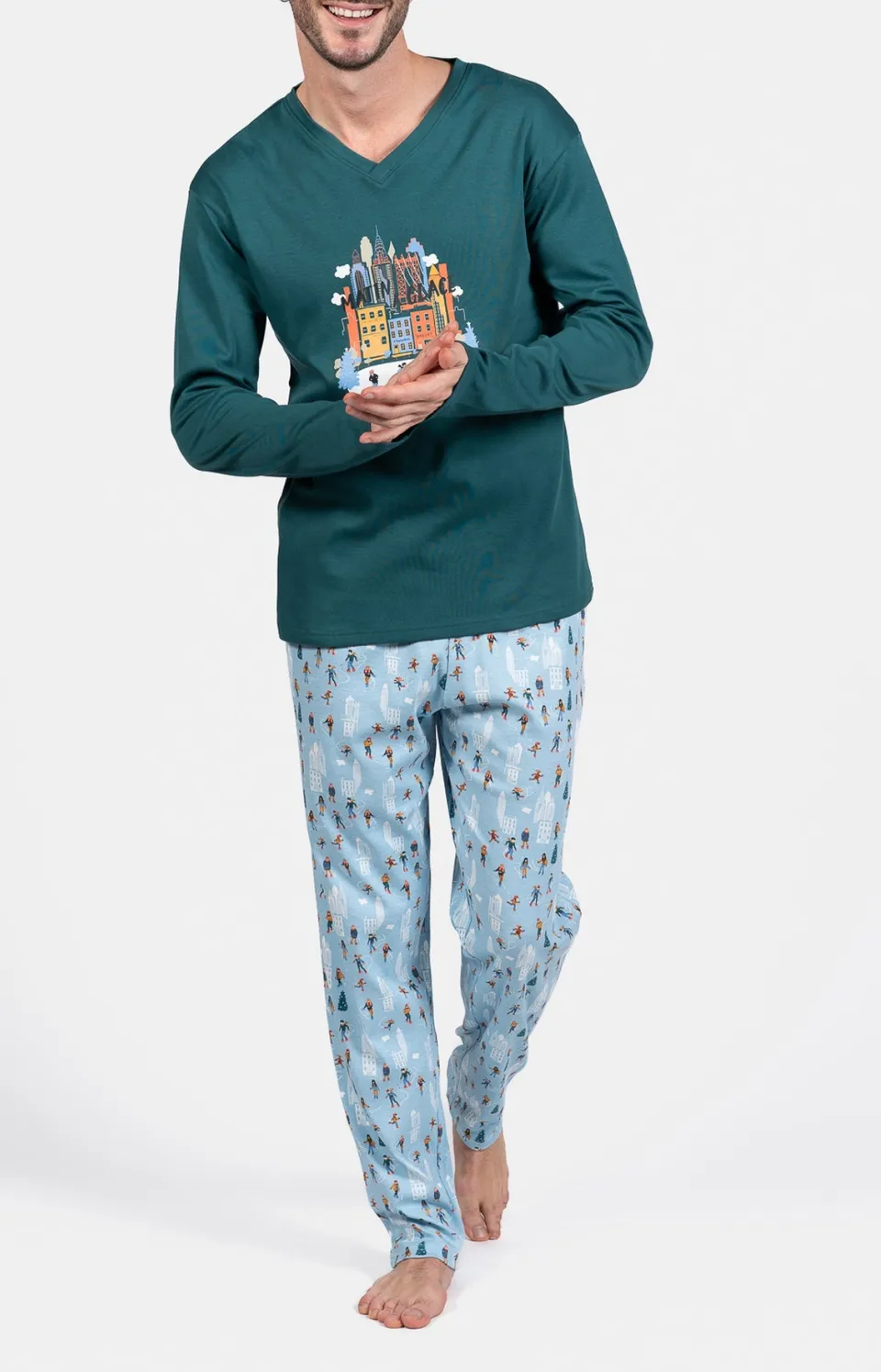 arthur-bob-matin-glace-pyjama-homme-ciel-coton image 1