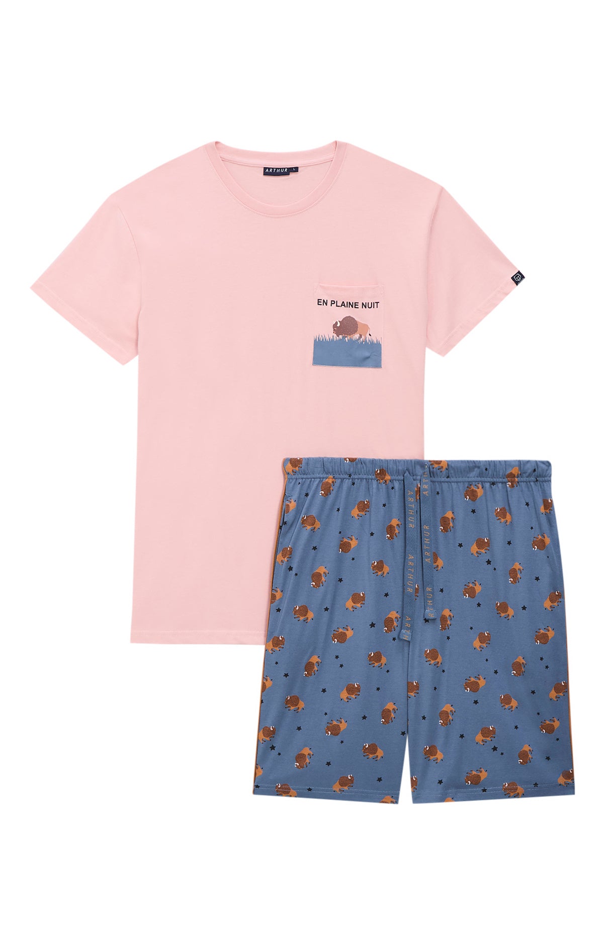 arthur-bob-pyjashort-en-plaine-nuit-ardoise-bio image 3