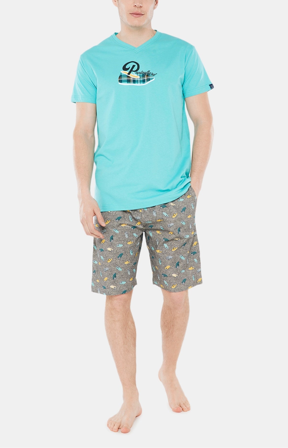 arthur-bob-pantouflard-pyjashort-coton-bio-anthracite-l image 1