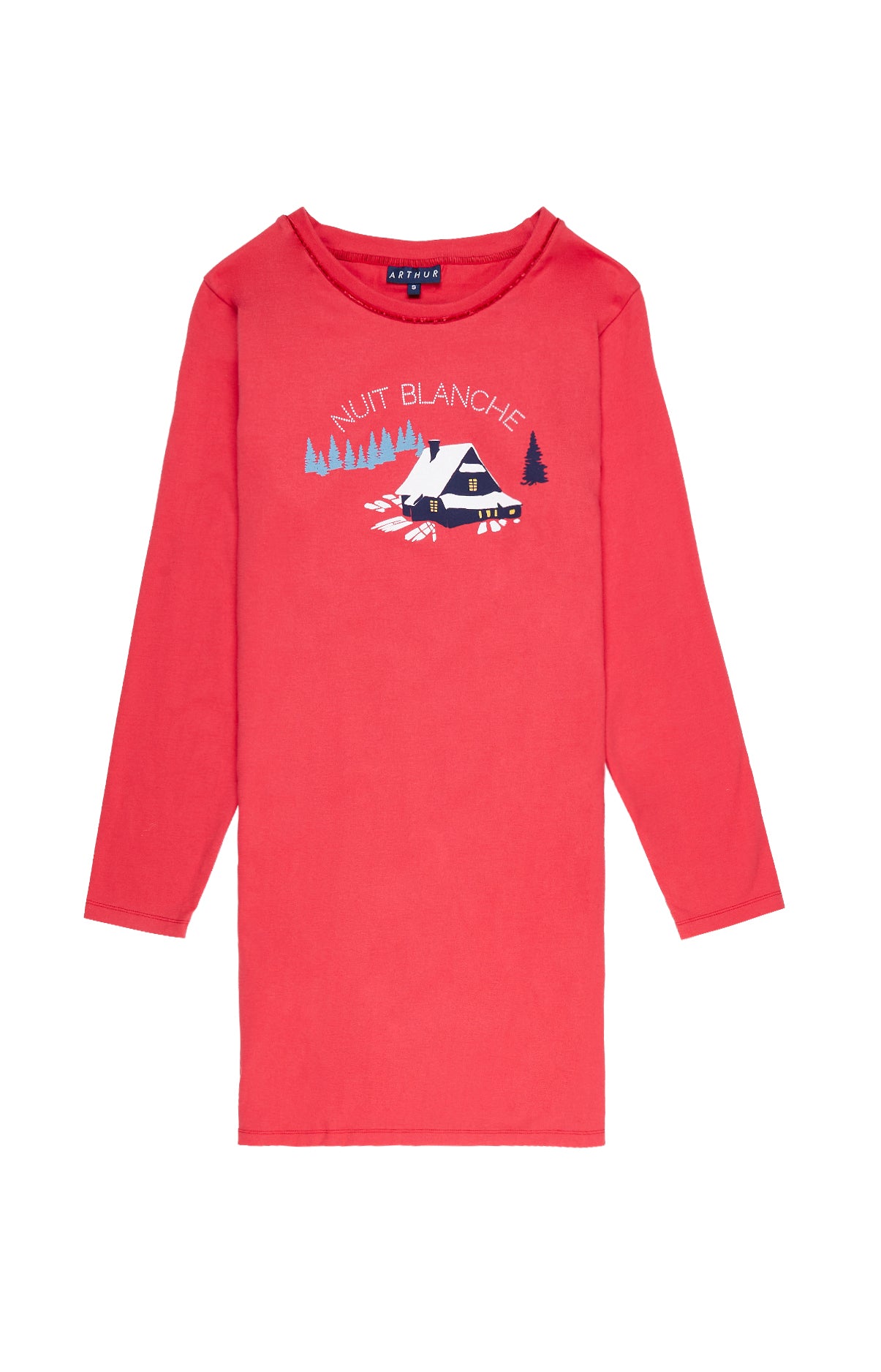 arthur-bob-petits-chalets-chemise-de-nuit-rouge-coton-bio image 3