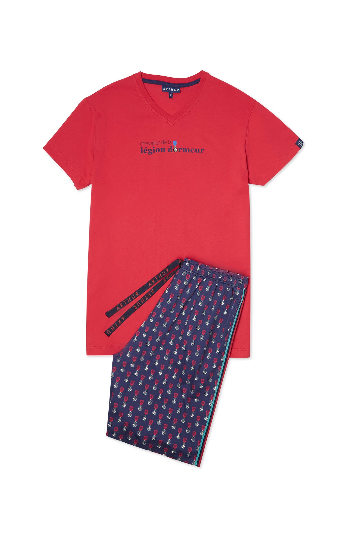 arthur-bob-l-gion-dormeur-pyjashort-homme-marine-coton-bio image 3