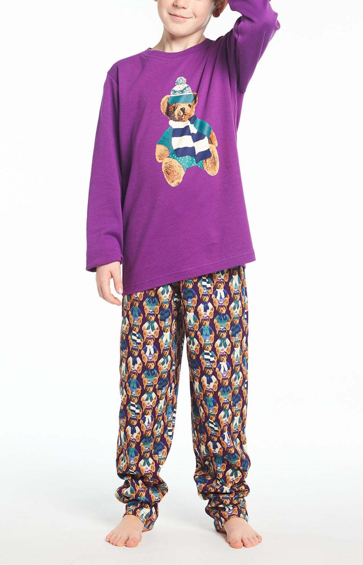 arthur-bob-teddy-violet-pyjama-long-fille-coton-bio image 2