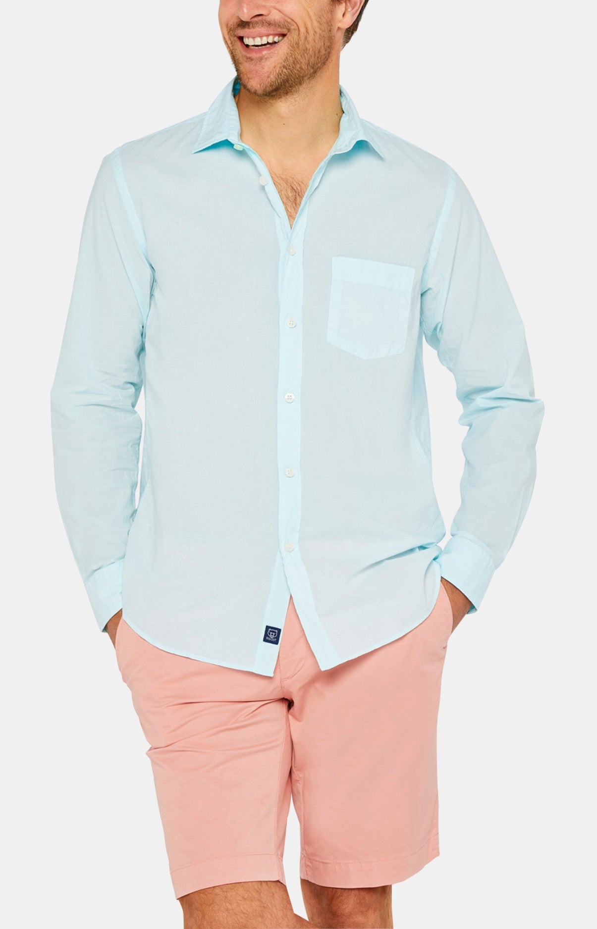 arthur-bob-voile-de-coton-chemise-homme-azur-manches-longues image 2