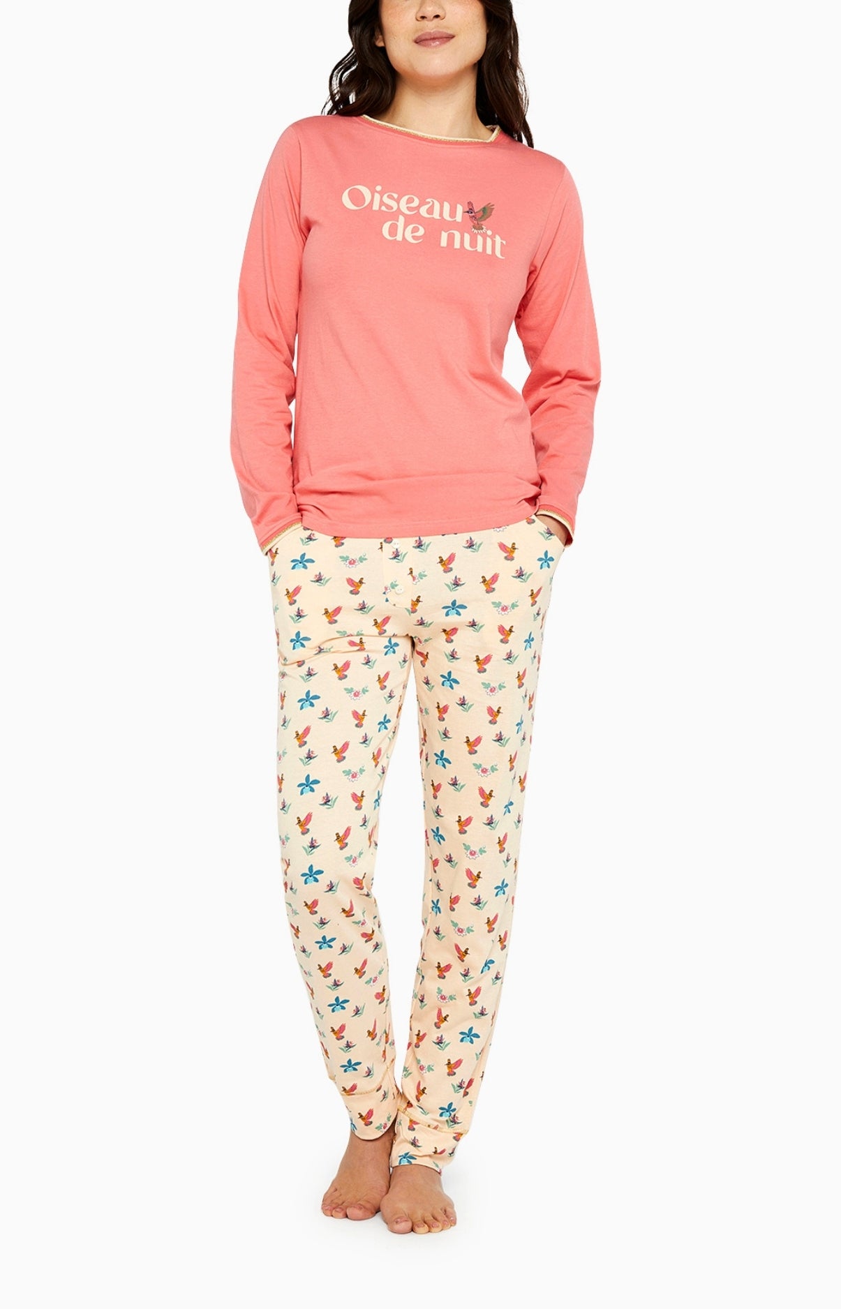 arthur-bob-colibri-pyjama-coton-bio-poudre-manches-longues image 1