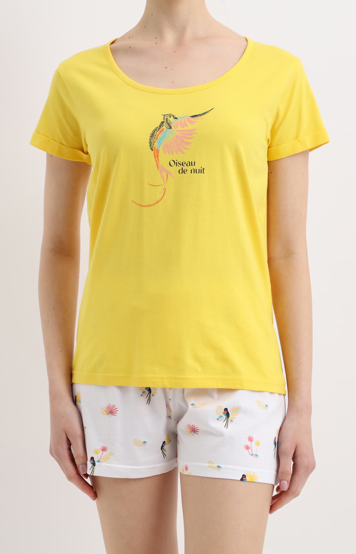 arthur-bob-pyjashort-femme-blanc-oiseau-de-nuit-coton image 1