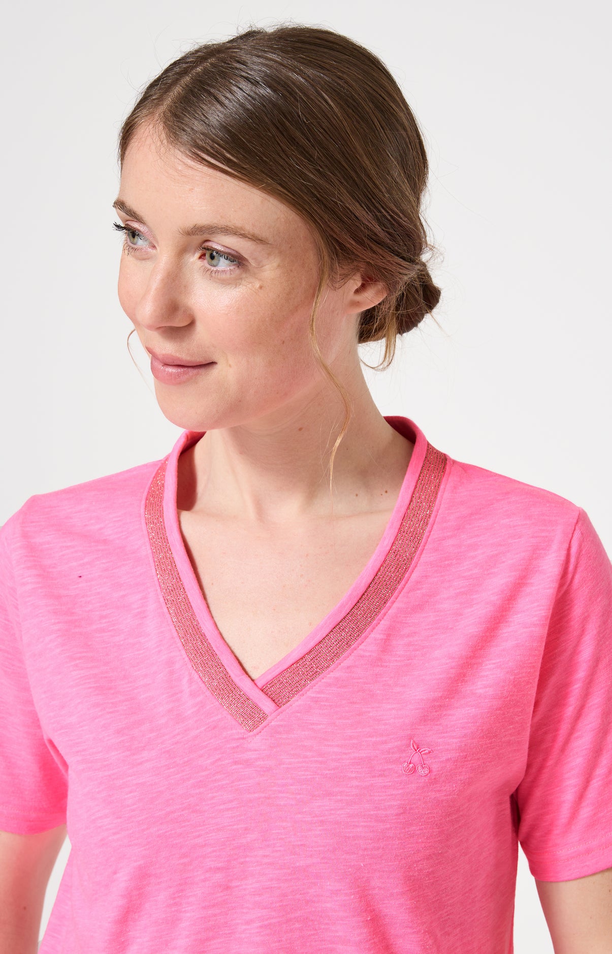 arthur-bob-amarena-tee-shirt-coton-rose-fluo image 2