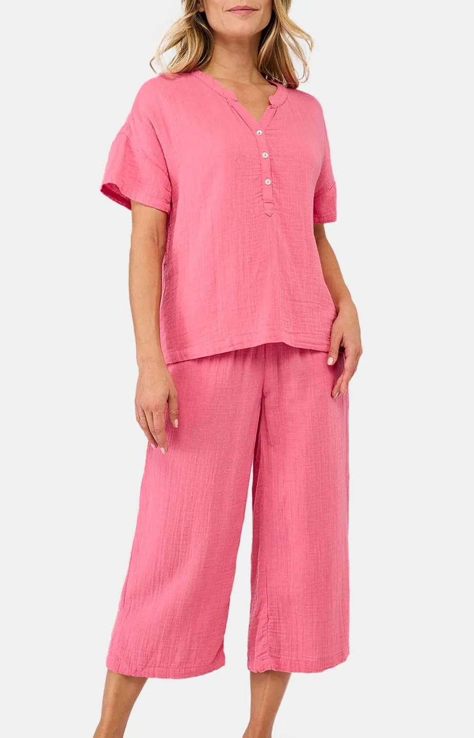 arthur-bob-pyjacorsaire-femme-gaze-coton-corail image 1