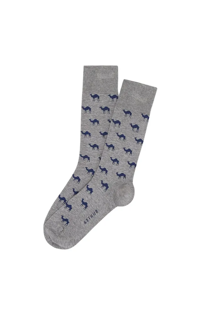 arthur-bob-dromadaire-chaussettes-homme-gris-fil-d-u00c9cosse image 1