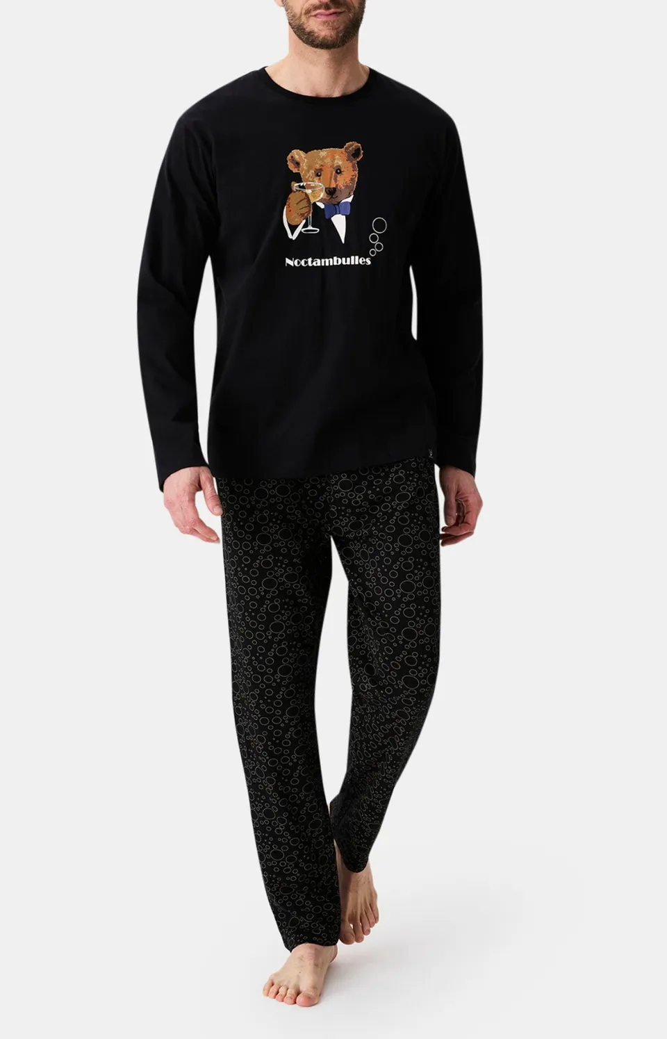 arthur-bob-noctambulles-pyjama-homme-coton-noir image 1