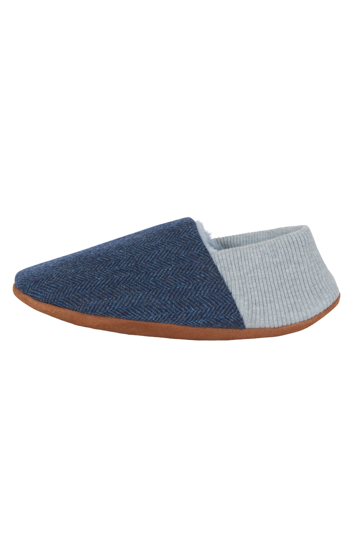 arthur-bob-chaussons-cuir-laine-bleu-42-43-chevron-fourrure image 2