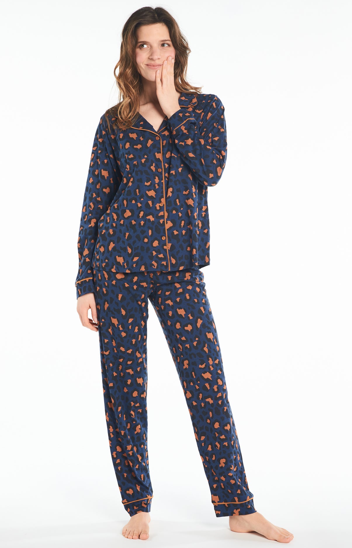 arthur-bob-leopard-pyjama-femme-marine-s-lyocell-coton image 2
