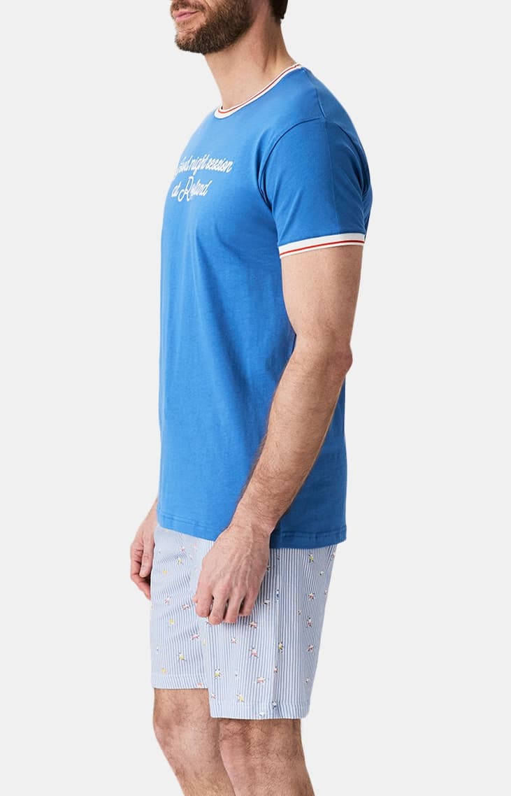 arthur-bob-good-night-session-pyjashort-homme-bleu-coton-bio image 6