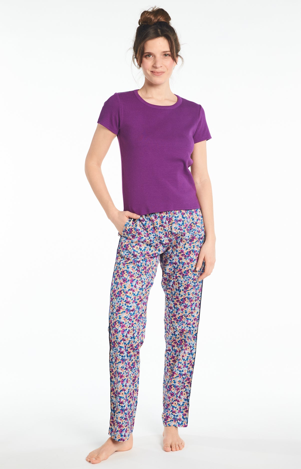 arthur-bob-fleur-pantalon-pyjama-violet-coton-bio image 1