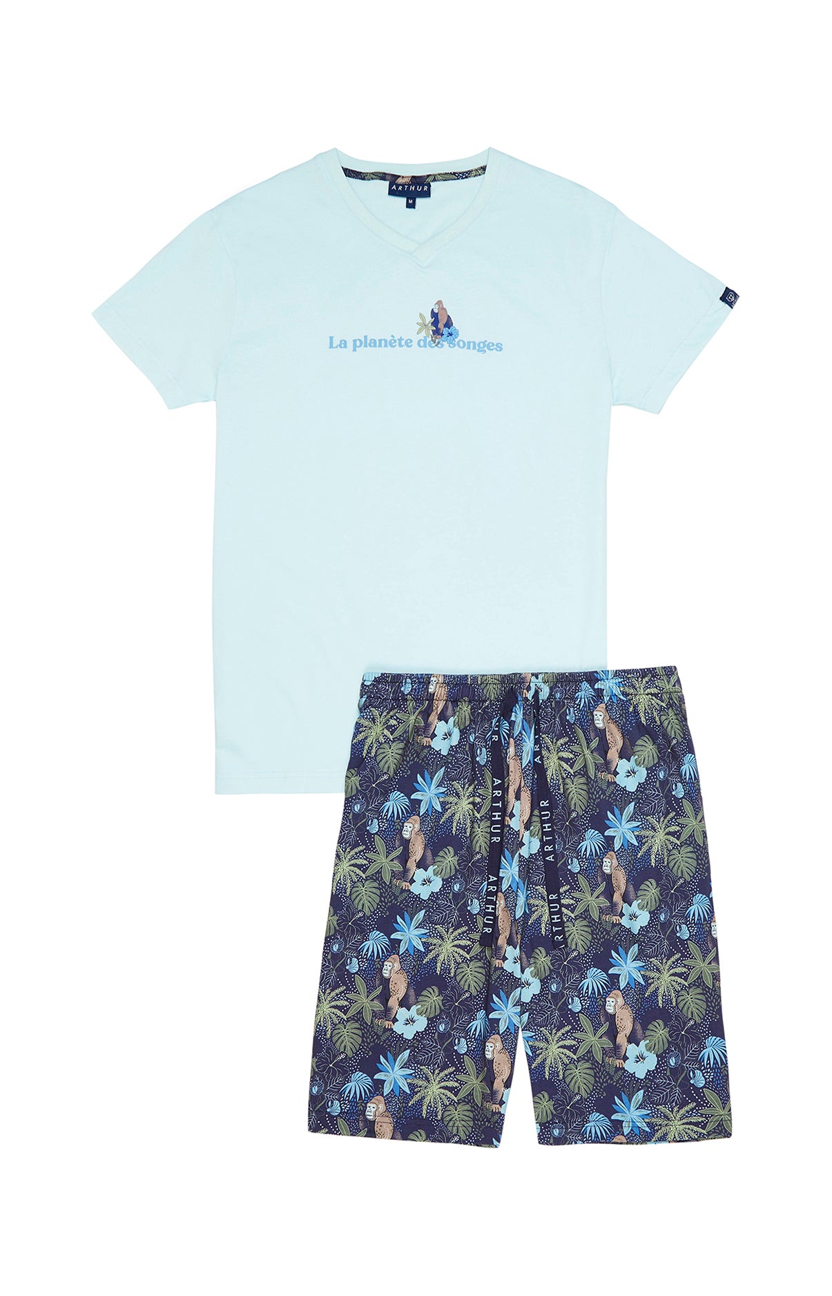 arthur-bob-pyjashort-jungle-marine-homme-coton-bio image 3