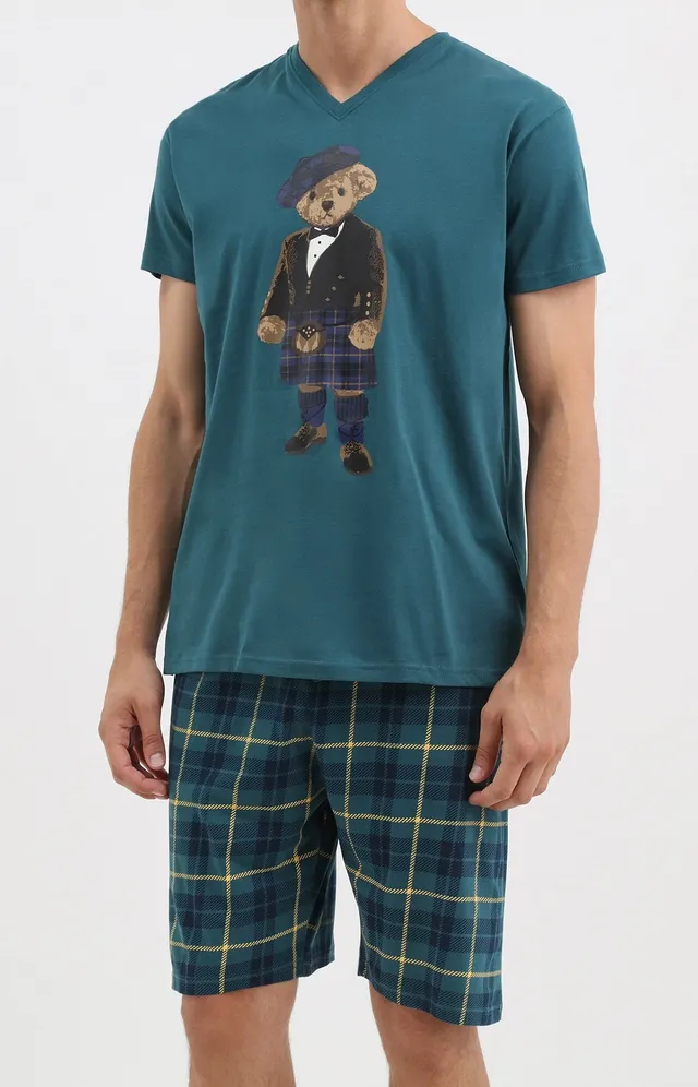 arthur-bob-ecossais-pyjashort-homme-vert-coton image 1