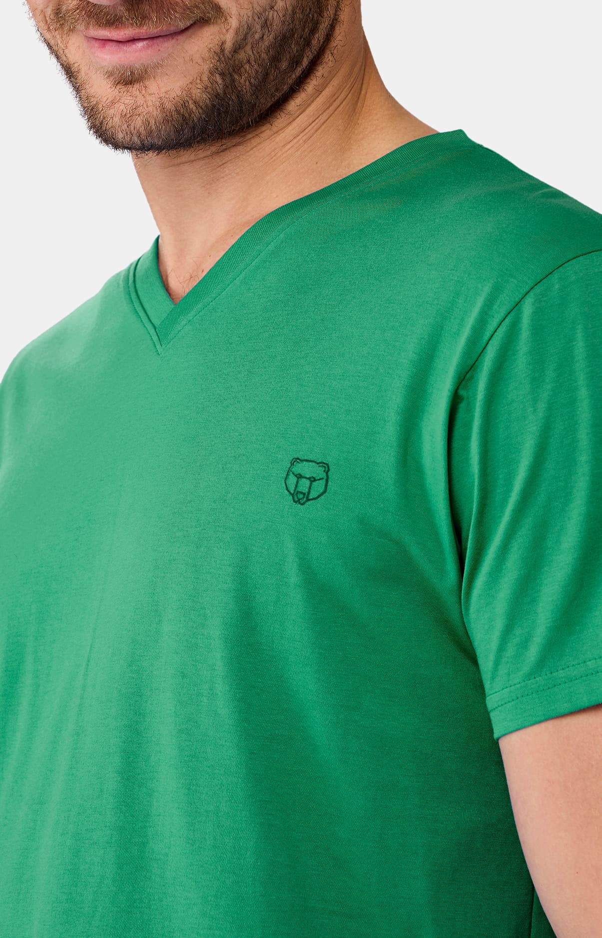 arthur-bob-tee-shirt-green-col-v-coton-bio image 5