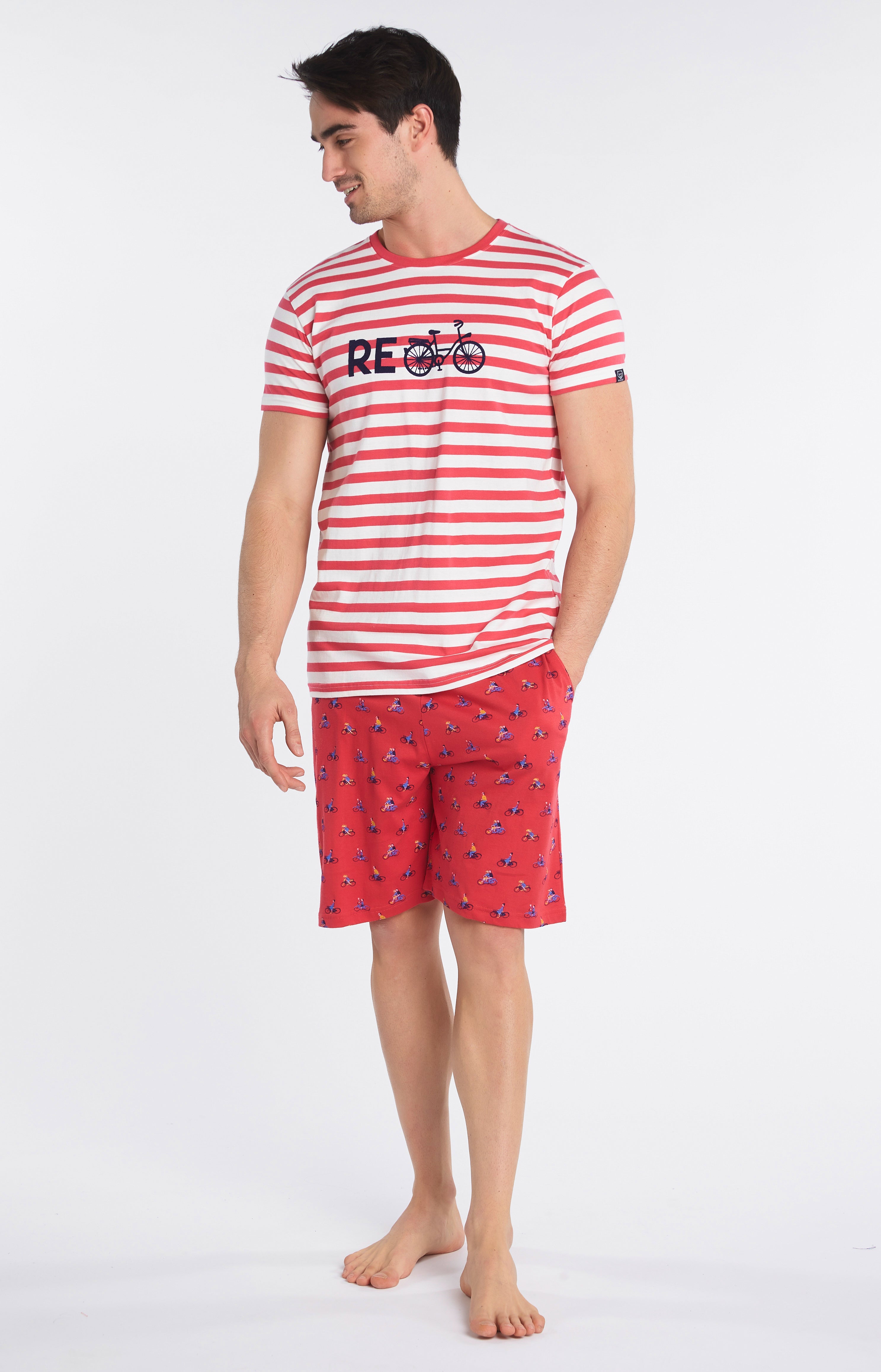 arthur-bob-recycle-pyjashort-homme-rouge-l-coton-bio image 5