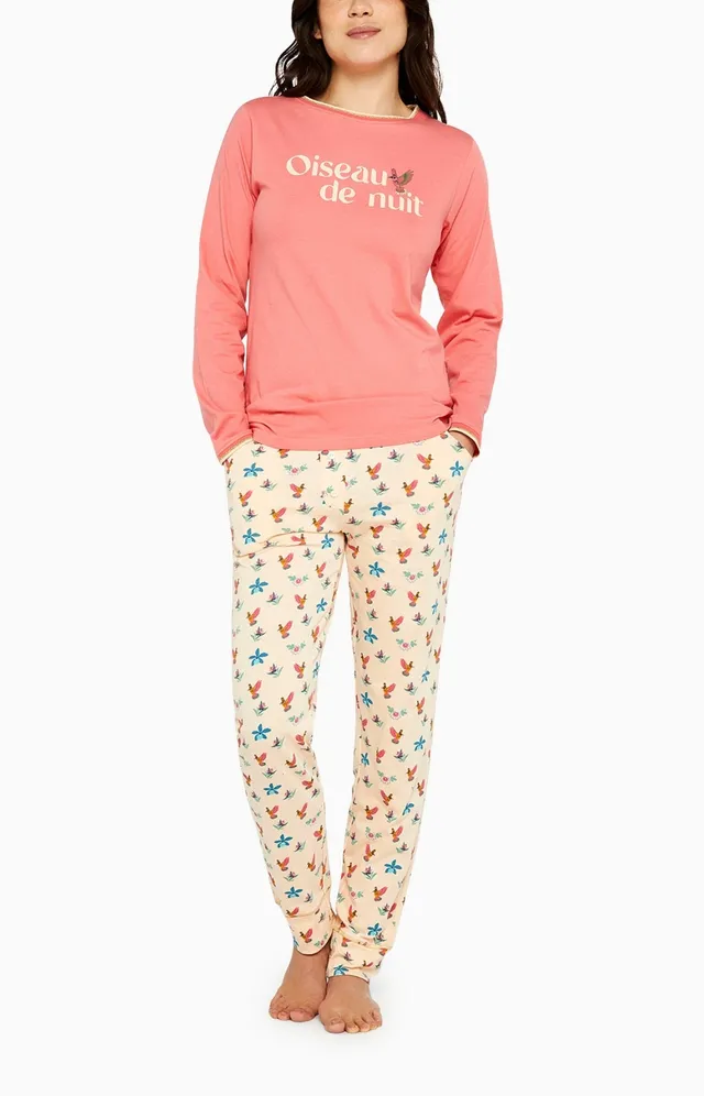 arthur-bob-colibri-pyjama-coton-bio-poudre-manches-longues image 1