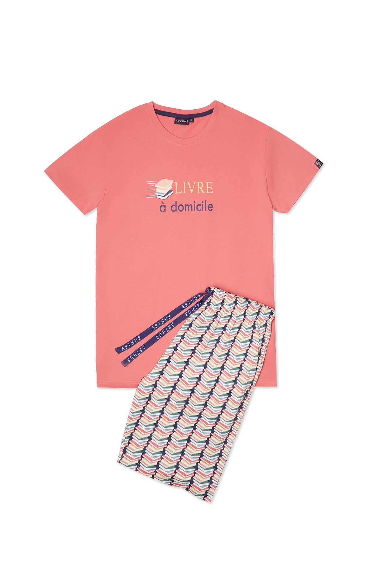 arthur-bob-pyjashort-livre-domicile-coton-bio-multicolore image 3