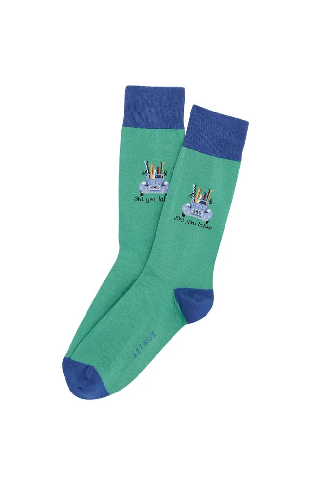 arthur-bob-ski-you-later-chaussettes-homme-vert-40-46-coton image 1
