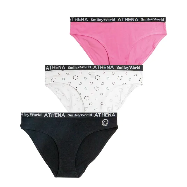 athena-graphic-smileyworld-lot-3-culottes-femme-coton image 1