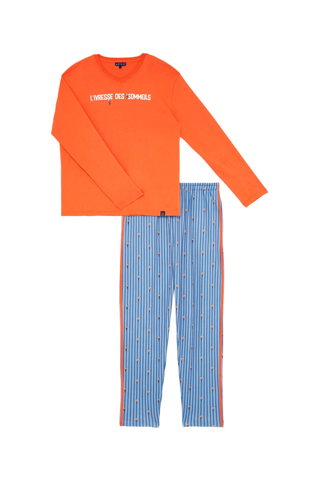 arthur-bob-everest-pyjama-homme-bleu-coton-bio-manches-longues image 3