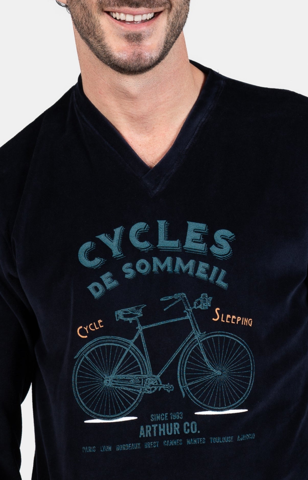 arthur-bob-cycliste-pyjama-velours-sapin-homme image 2