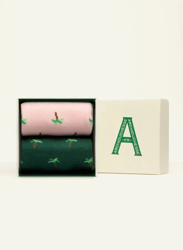 archiduchesse-fantaisie-coco-cool-chaussettes-duo-rose-vert image 1