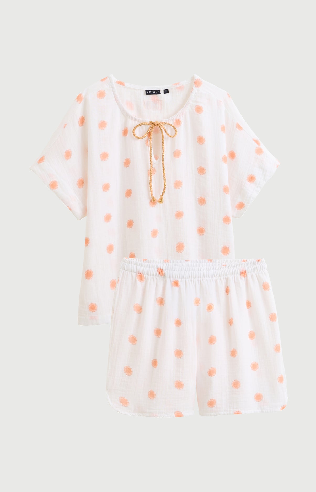 arthur-bob-soleil-pyjashort-gaze-coton-bio-blanc image 3