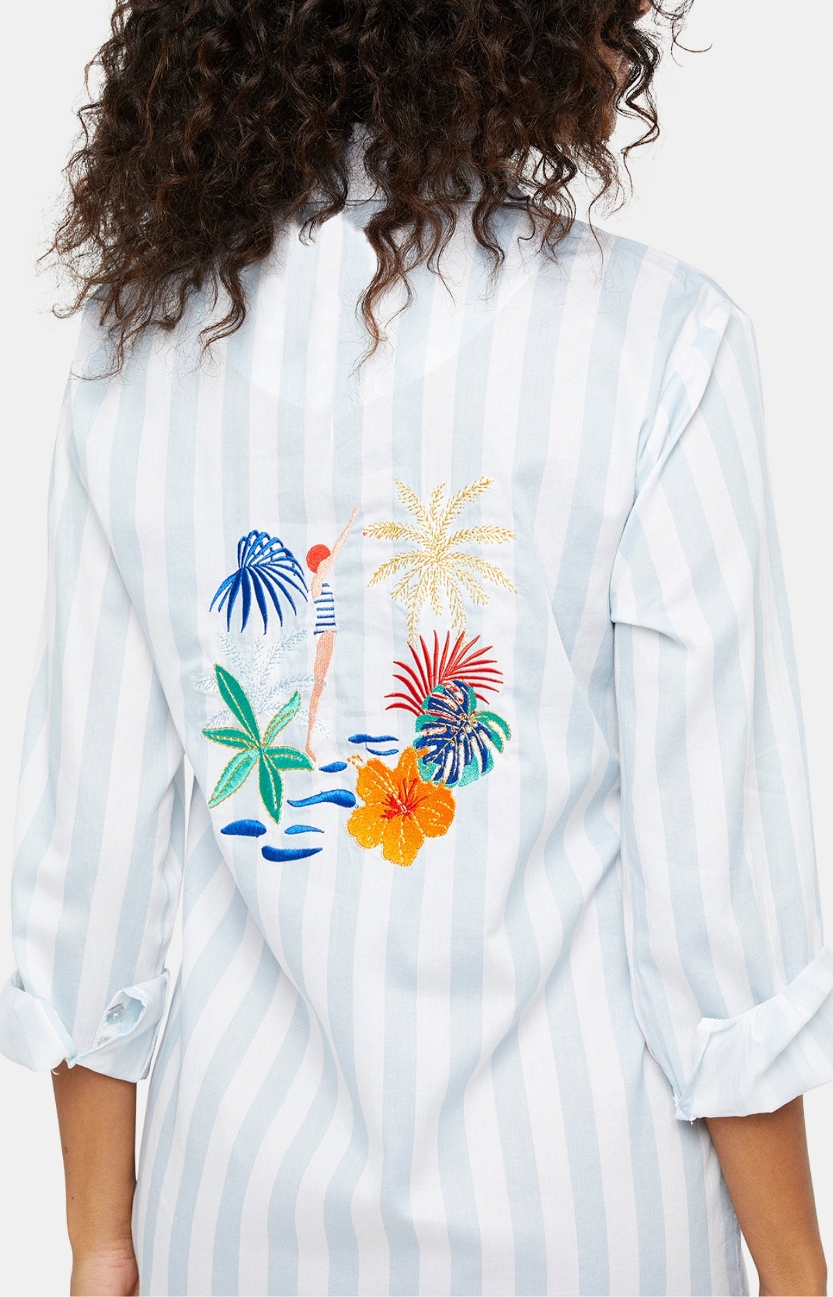 arthur-bob-robe-chemise-rayure-tahiti-chemise-de-nuit-ciel-coton-bio image 2