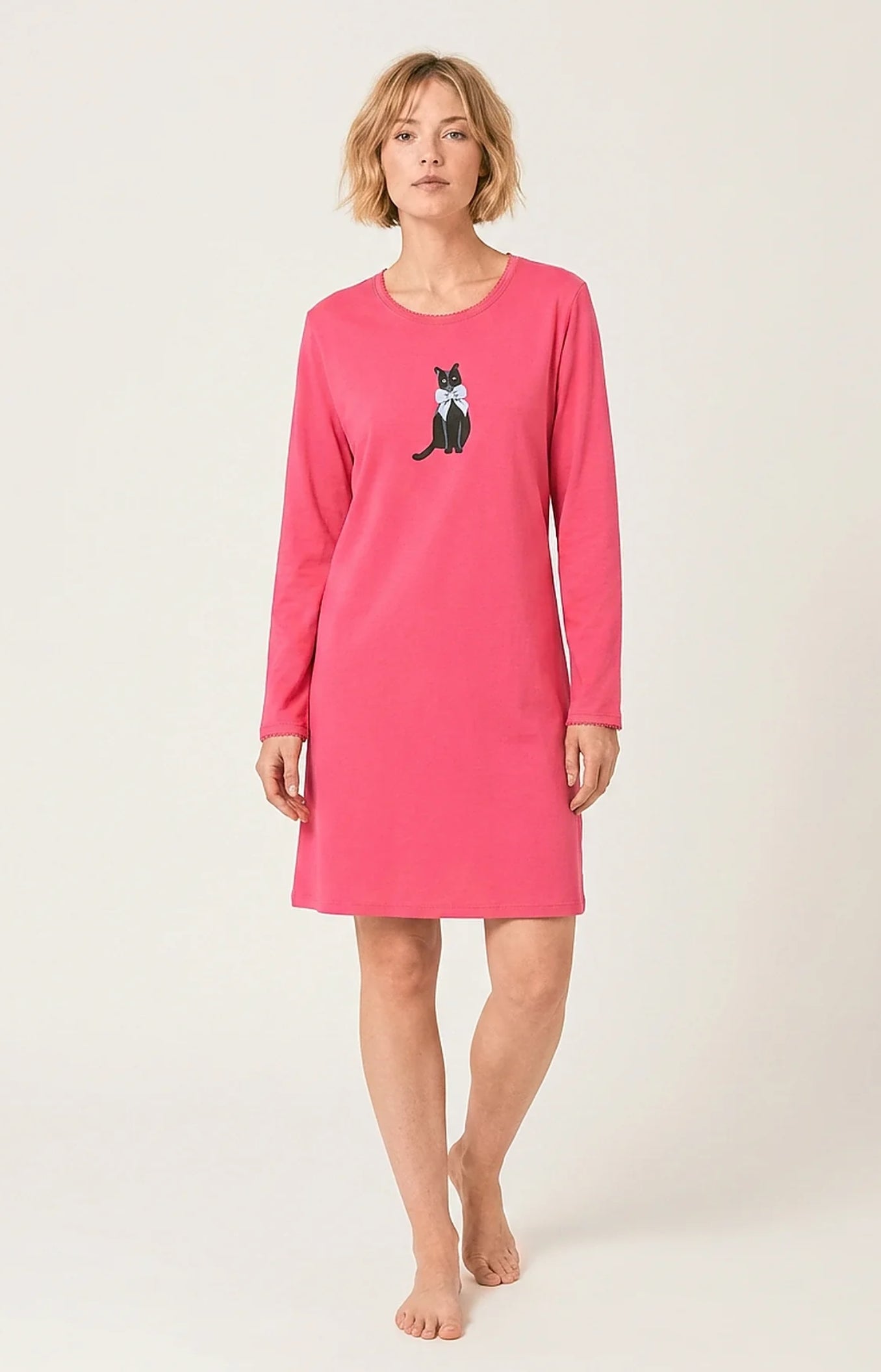 arthur-bob-kitty-chemise-de-nuit-femme-fushia-coton-bio image 1