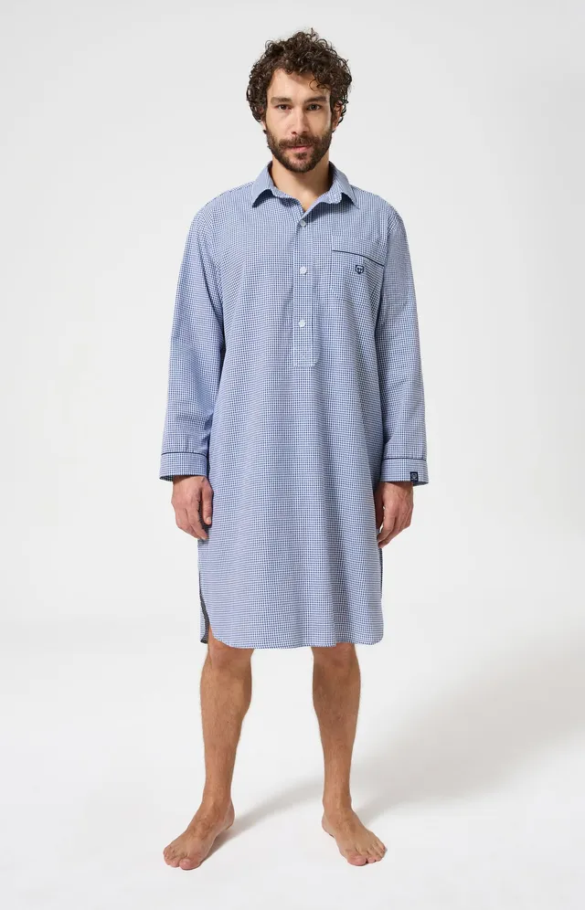 arthur-bob-vichy-chemise-de-nuit-marine-coton-bio image 1