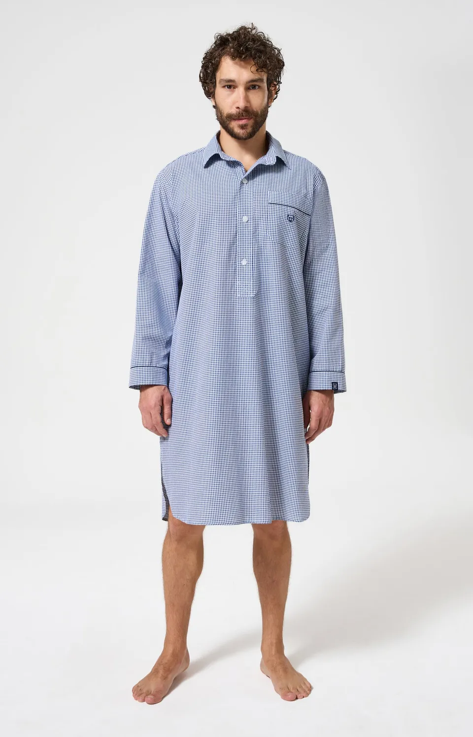 arthur-bob-vichy-chemise-de-nuit-marine-coton-bio image 1
