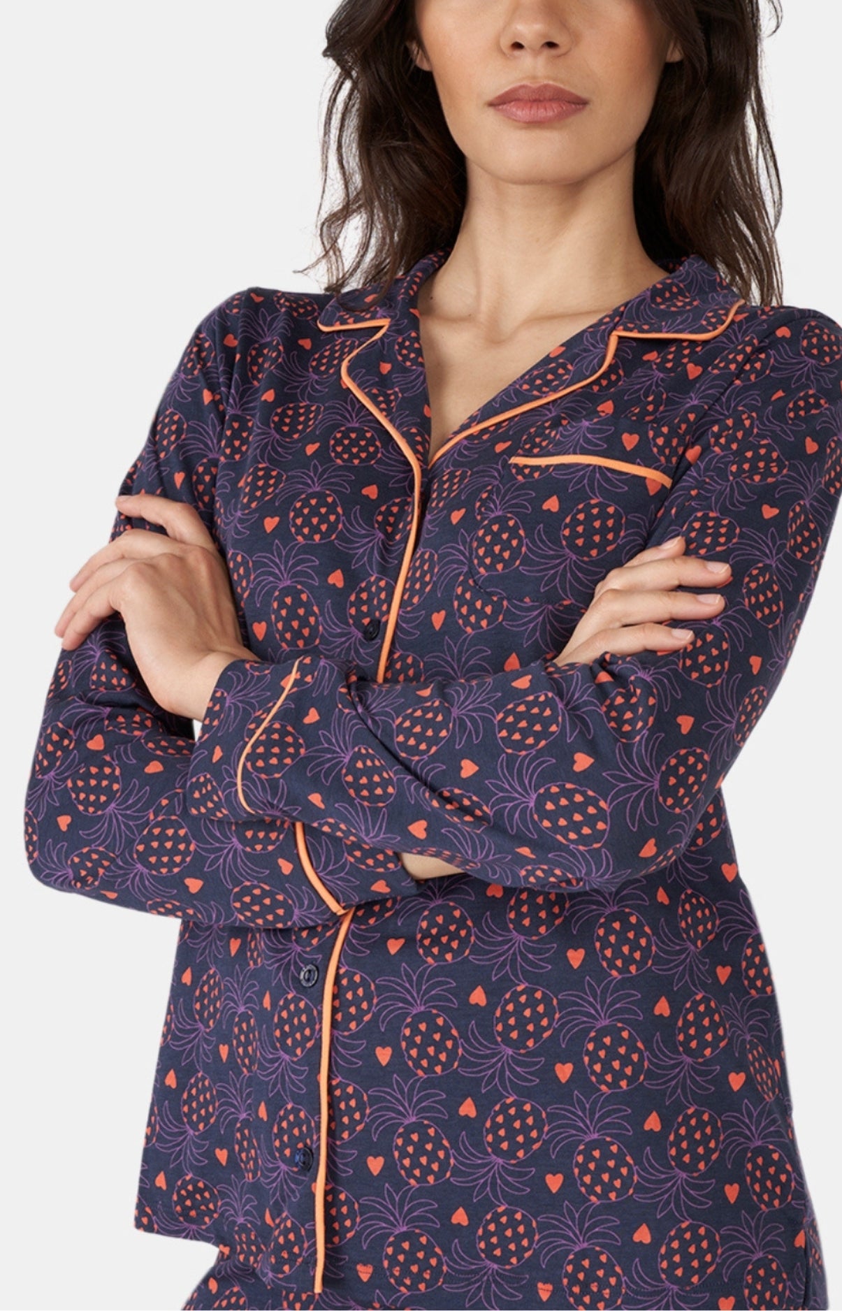 arthur-bob-pyjama-fruit-d-fendu-femme-marine-lyocell-coton image 2